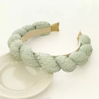 Толстый плетеный ободок для волос, зеленый O419ZIE Upominkarnia