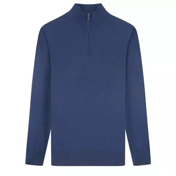 Tom Baine Мужской кашемировый свитер приталенного кроя на молнии на четверть, цвет Denim Blue