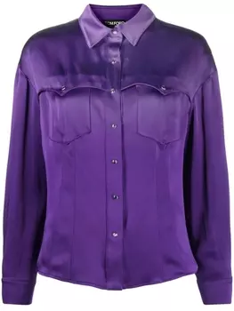 TOM FORD атласная рубашка в стиле вестерн, фиолетовый