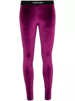 TOM FORD бархатные легинсы с логотипом, фиолетовый
