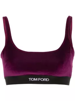 TOM FORD бархатный топ-бралетт с жаккардовым логотипом, фиолетовый