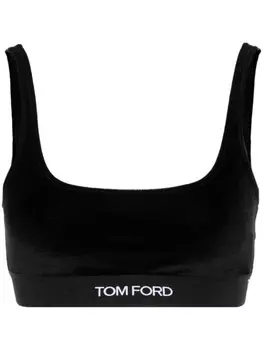 TOM FORD бархатный топ-бралетт с жаккардовым логотипом, черный
