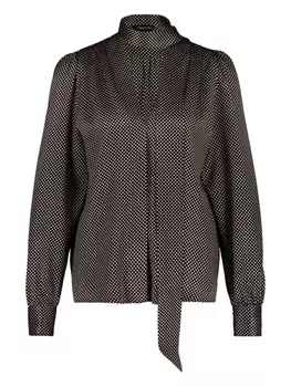 TOM FORD блузка в горошек с завязками на воротнике, черный