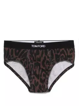 TOM FORD боксеры с анималистичным принтом, коричневый