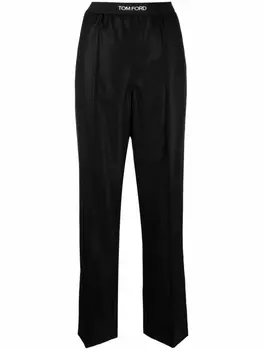 TOM FORD брюки прямого кроя с логотипом, черный