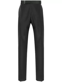 TOM FORD брюки строгого кроя с поясом, серый