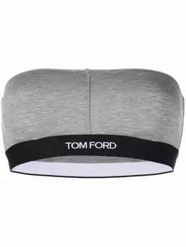 TOM FORD бюстгальтер-бандо с логотипом, серый