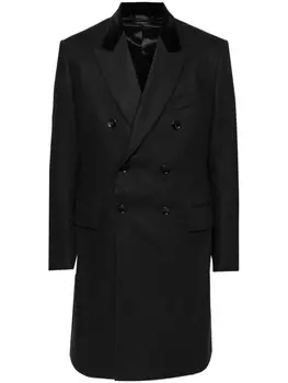 TOM FORD двубортное пальто с узором в елочку, серый