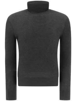 TOM FORD джемпер с высоким воротом из ребристой вязки, серый
