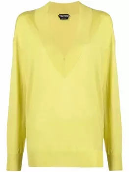 TOM FORD джемпер тонкой вязки с V-образным вырезом, желтый
