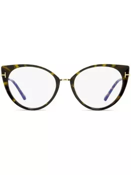 TOM FORD Eyewear очки Blue Block в оправе 'кошачий глаз', коричневый