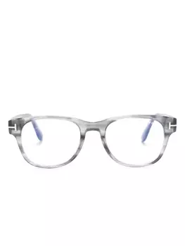 TOM FORD Eyewear очки FT5898B в круглой оправе с логотипом, серый