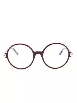 TOM FORD Eyewear очки FT5914B в круглой оправе с логотипом, коричневый