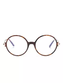 TOM FORD Eyewear очки в круглой оправе черепаховой расцветки, коричневый
