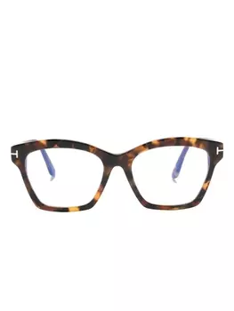 TOM FORD Eyewear очки в квадратной оправе черепаховой расцветки, коричневый