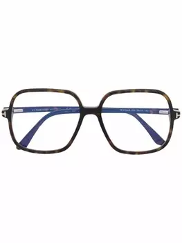 TOM FORD Eyewear очки в квадратной оправе черепаховой расцветки, коричневый