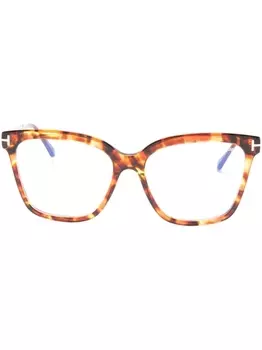 TOM FORD Eyewear очки в массивной оправе черепаховой расцветки, коричневый