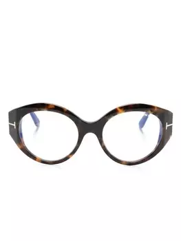 TOM FORD Eyewear очки в овальной оправе черепаховой расцветки, коричневый