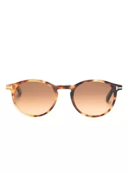 TOM FORD Eyewear солнцезащитные очки Andrea в круглой оправе, коричневый