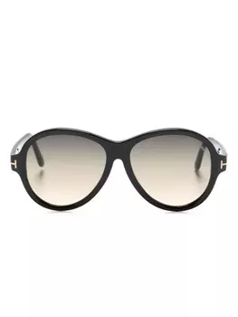 TOM FORD Eyewear солнцезащитные очки Camryn в круглой оправе, черный