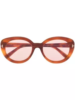 TOM FORD Eyewear солнцезащитные очки Lily в круглой оправе, коричневый