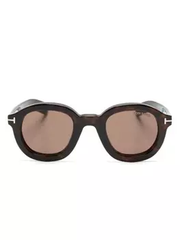 TOM FORD Eyewear солнцезащитные очки Raffa в круглой оправе, коричневый