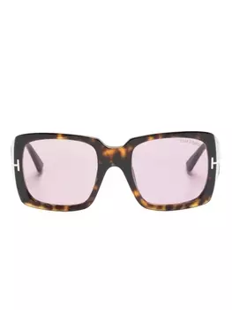 TOM FORD Eyewear солнцезащитные очки в квадратной оправе черепаховой расцветки, коричневый