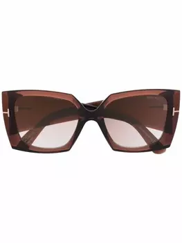 TOM FORD Eyewear солнцезащитные очки в массивной оправе, коричневый