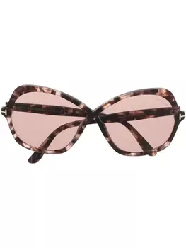 TOM FORD Eyewear солнцезащитные очки в массивной оправе, коричневый