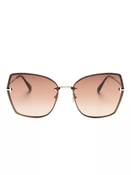 TOM FORD Eyewear солнцезащитные очки в массивной оправе, коричневый