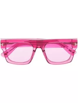 TOM FORD Eyewear солнцезащитные очки в прозрачной квадратной оправе, розовый