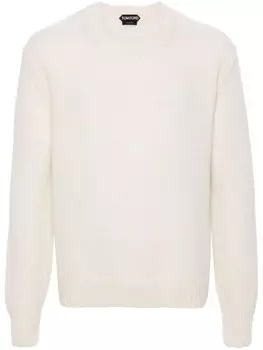 TOM FORD фактурный джемпер с круглым вырезом, белый