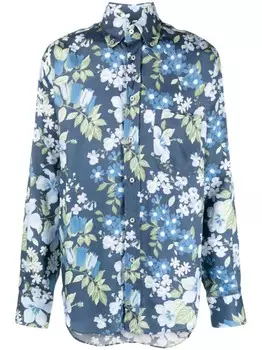 TOM FORD floral-print spread-collar shirt, синий