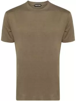 TOM FORD футболка из джерси с вышитым логотипом, зеленый