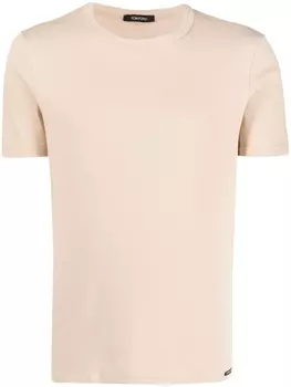 TOM FORD футболка с нашивкой-логотипом и круглым вырезом, нейтральный цвет