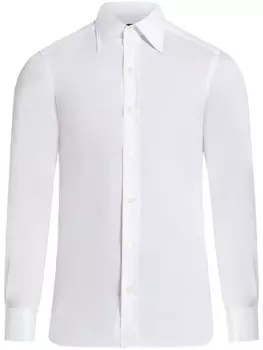 TOM FORD хлопковая рубашка с раскладывающимся воротником, белый