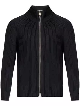 TOM FORD кардиган с застежкой-молнией из рубчатой вязки, черный