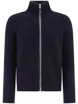 TOM FORD кардиган с застежкой-молнией из рубчатой вязки, синий