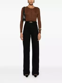 TOM FORD кардиган в рубчик с круглым вырезом, коричневый