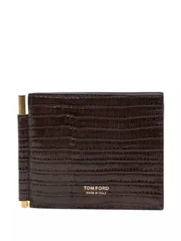 TOM FORD картхолдер с тиснением под крокодила, коричневый
