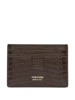 TOM FORD картхолдер с тиснением под крокодила, коричневый