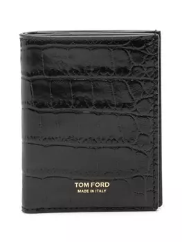 TOM FORD картхолдер с тиснением под крокодила, коричневый