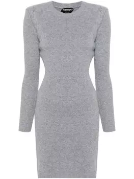 TOM FORD кашемировое платье мини с подплечниками, серый