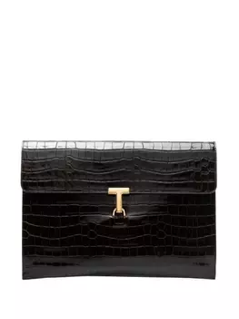 TOM FORD клатч с тиснением под крокодила, коричневый