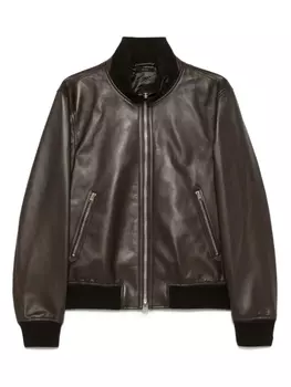TOM FORD кожаная куртка на молнии, коричневый