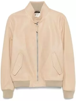 TOM FORD кожаная куртка на молнии, нейтральный цвет