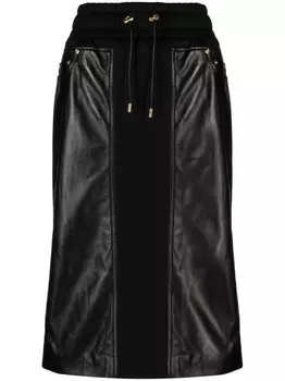 TOM FORD кожаная юбка миди с кулиской, черный