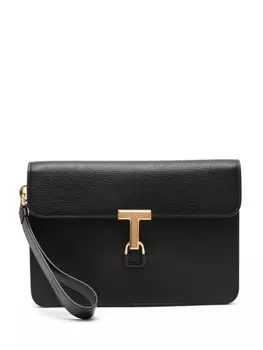TOM FORD кожаный клатч с гравировкой логотипа, черный