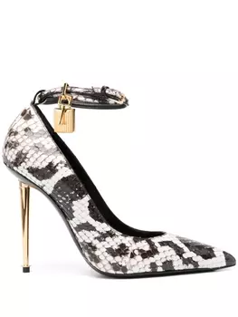 TOM FORD Padlock 110mm snakeskin-effect pumps, коричневый
