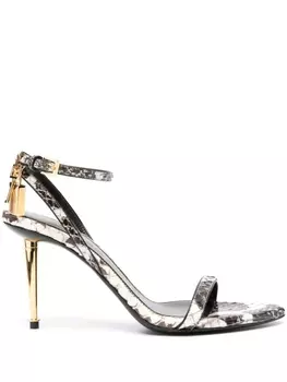 TOM FORD Padlock 95mm snakeskin-effect sandals, коричневый